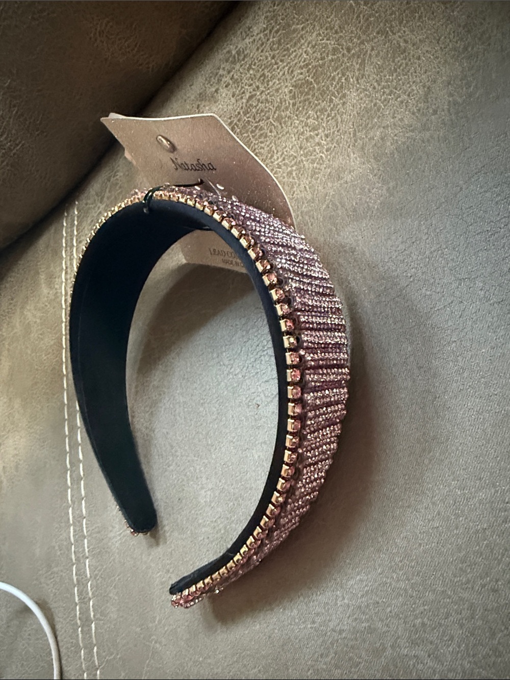 Pink Crystal-Embellished Headband